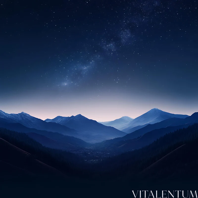 Mountains Under the Stars AI Image