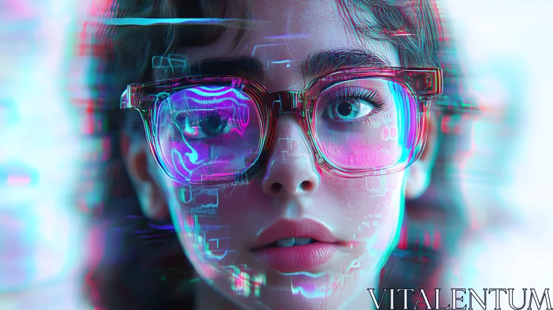 AI ART Neon Reflections: A Woman's Digital Portrait