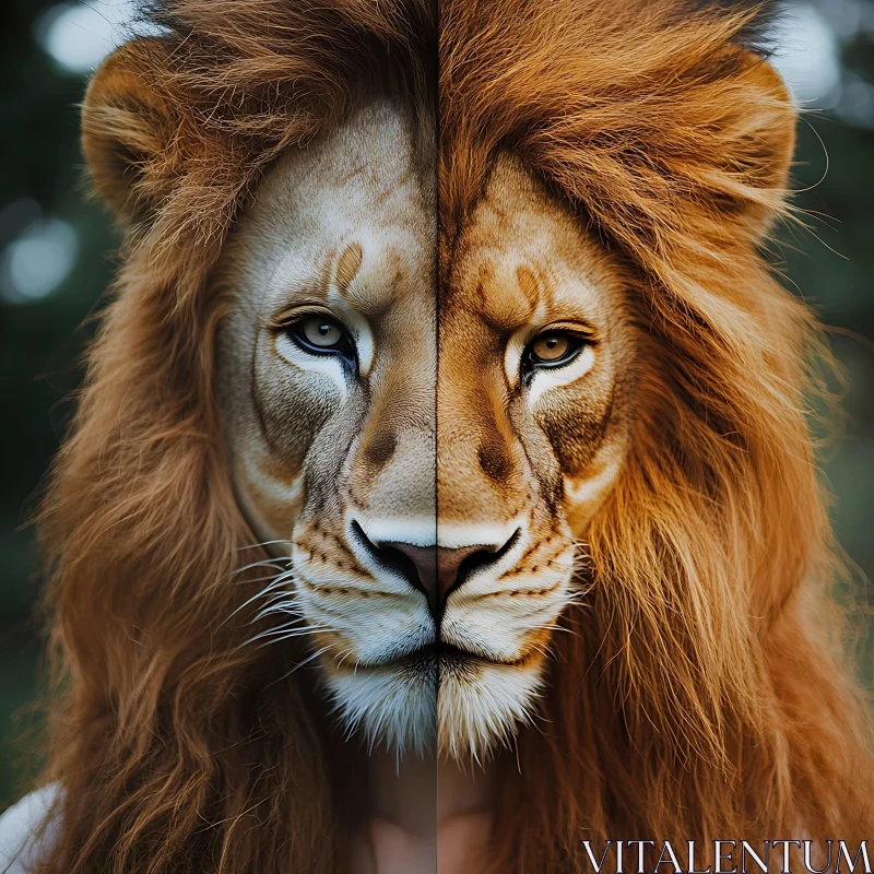 Symmetrical Lion Face Art AI Image