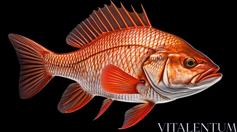 Stunning Red Fish Illustration Against Black Background AI Image