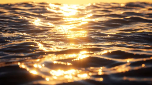 Sunset Waves with Golden Light Reflection