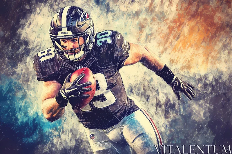 Dynamic American Football Player Illustration AI Image