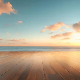 Peaceful Seascape with Wooden Floor