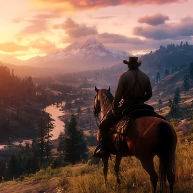 Western Rider at Sunset