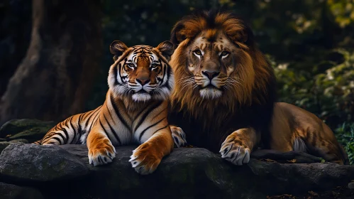 Regal Lion and Tiger Portrait