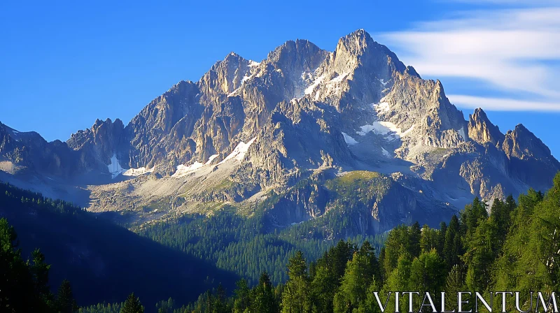 Scenic Mountain View with Lush Forest AI Image