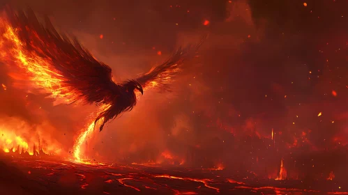 Phoenix Bird in Flames Art