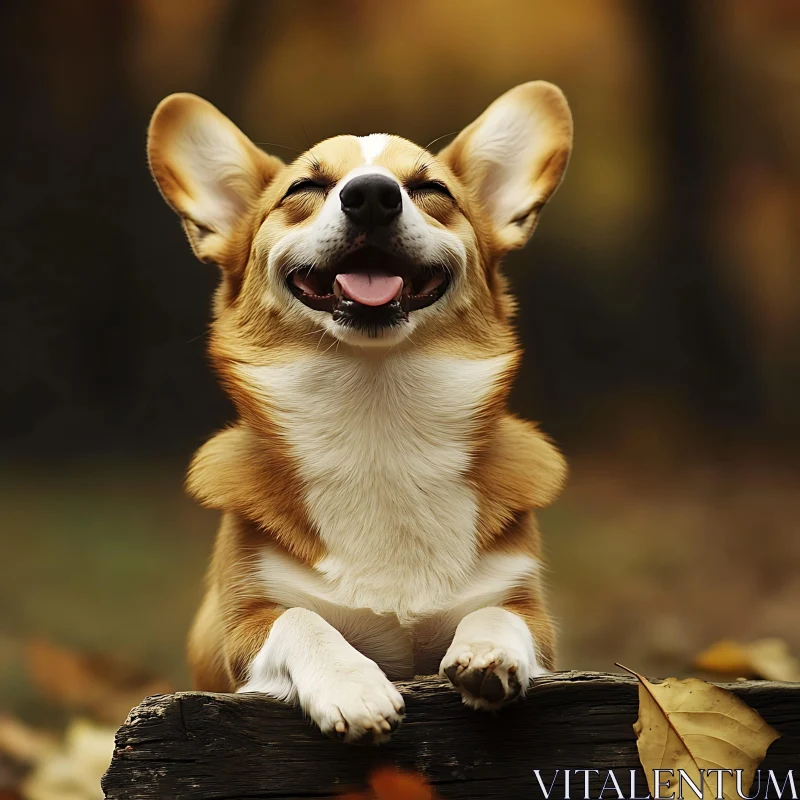 Happy Dog in Autumn Setting AI Image