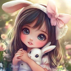 Enchanting Girl with Bunny Image