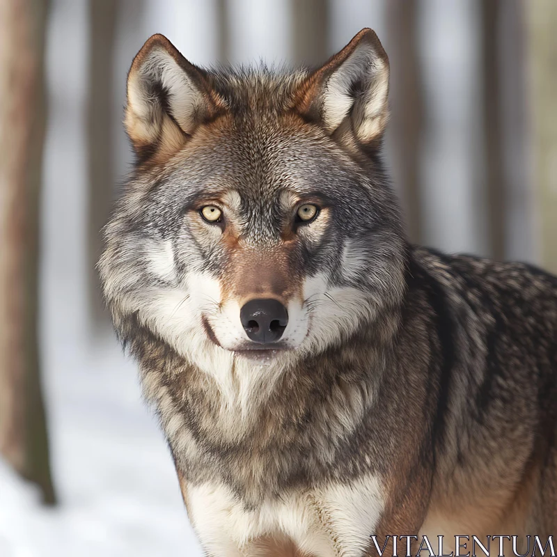 AI ART Winter Wolf Close-Up