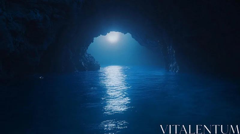 AI ART Ocean Cave at Night