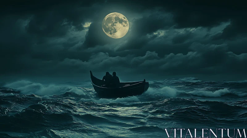 AI ART Night Sea Voyage Under the Moon