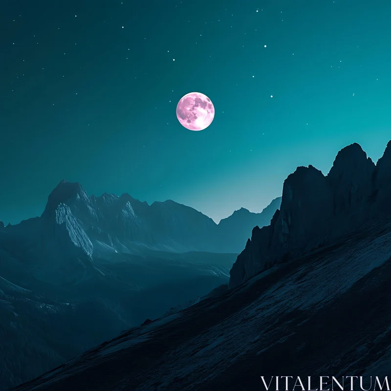 AI ART Lunar Glow Mountain Serenity