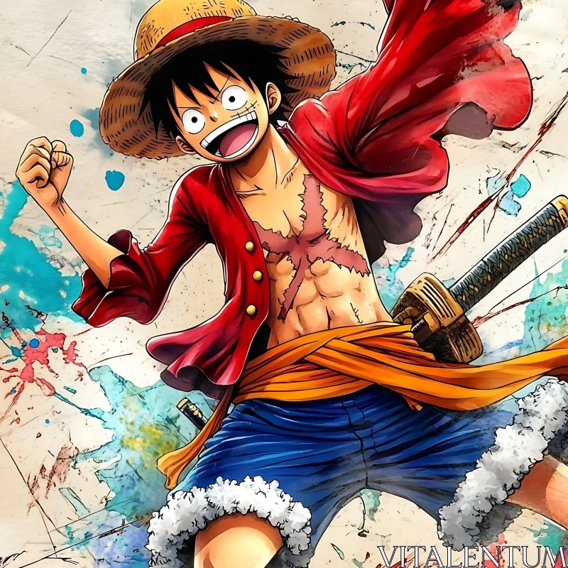 Exciting Anime Figure in Straw Hat AI Image