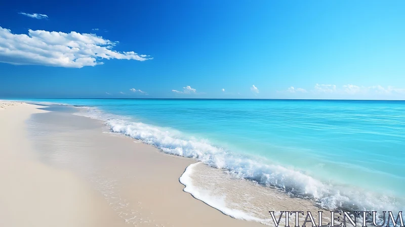 AI ART Azure Seascape with White Sand Beach