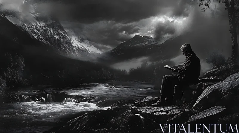 Contemplative Reader by Mountain River AI Image