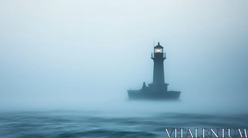 Misty Lighthouse Scene AI Image