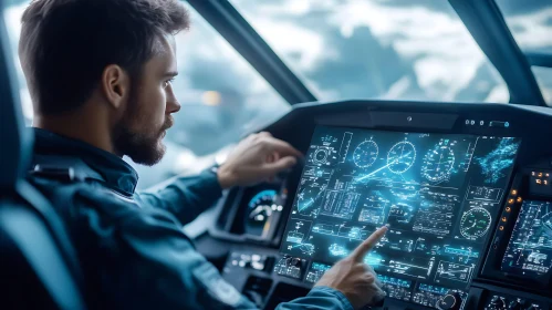 Aircraft Pilot in Cockpit