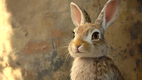 Close-up of a Rabbit with Textured Background