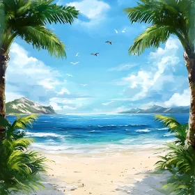 Tropical Ocean View With Birds