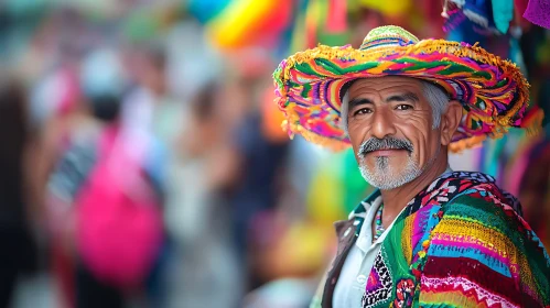 Vibrant Portrait of a Man with Sombrero