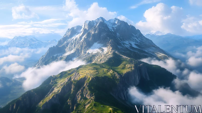 AI ART Alpine Mountain Vista with Cloudscape