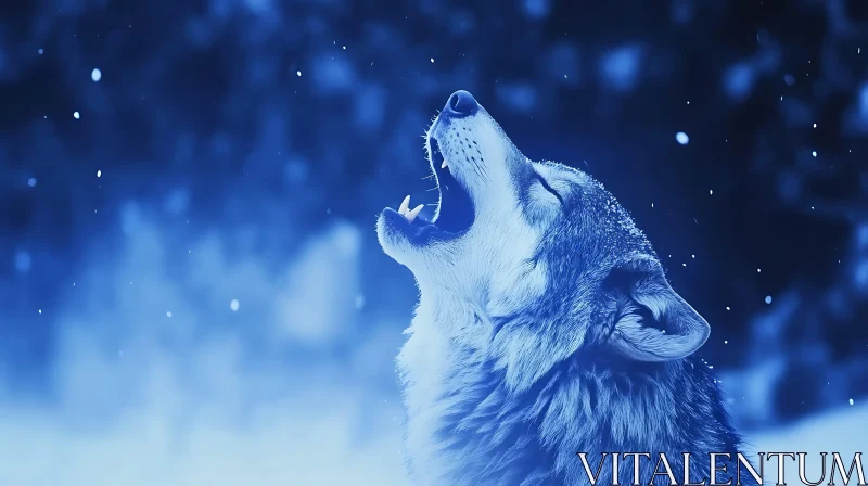 AI ART Wolf Howling in Winter