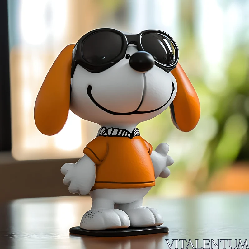 Stylish Cartoon Dog in Orange Shirt and Sunglasses AI Image