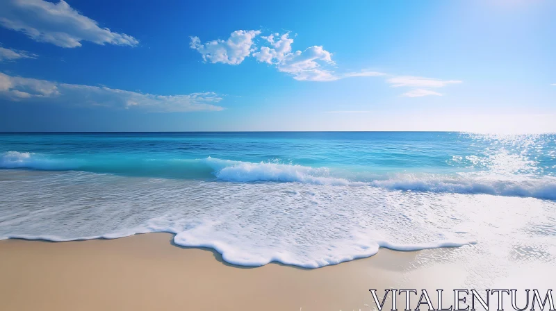 Peaceful Ocean Waves on Sandy Beach AI Image