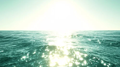 Ocean Under Bright Sun with Shimmering Surface