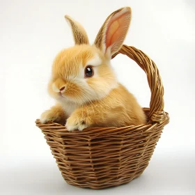 Golden Bunny in Wicker Basket