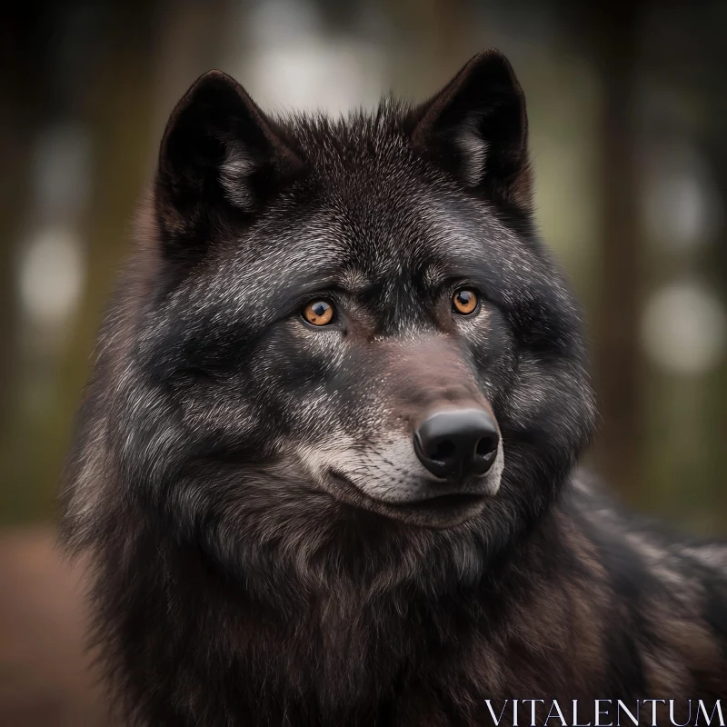 AI ART Portrait of a Dark Fur Wolf