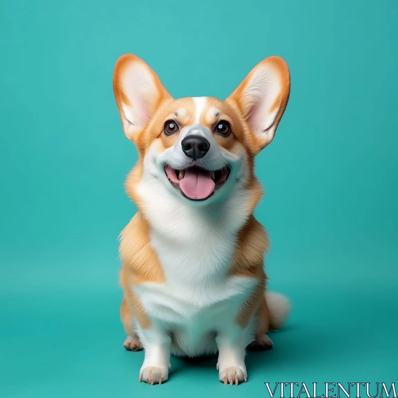 Happy Corgi Portrait AI Image