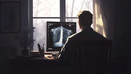 Doctor Analyzing X-Ray on Computer