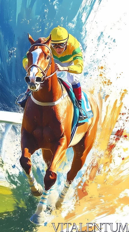 AI ART Exhilarating Horse Racing Art: Speed and Passion