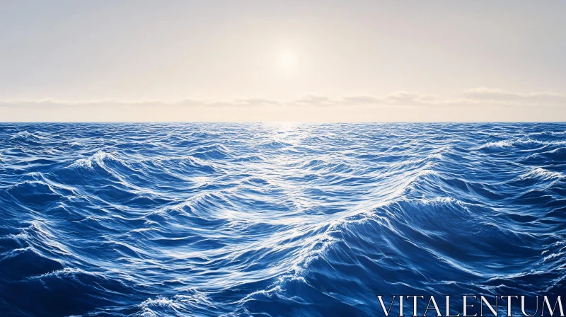 Vast Ocean Under the Morning Sunlight AI Image