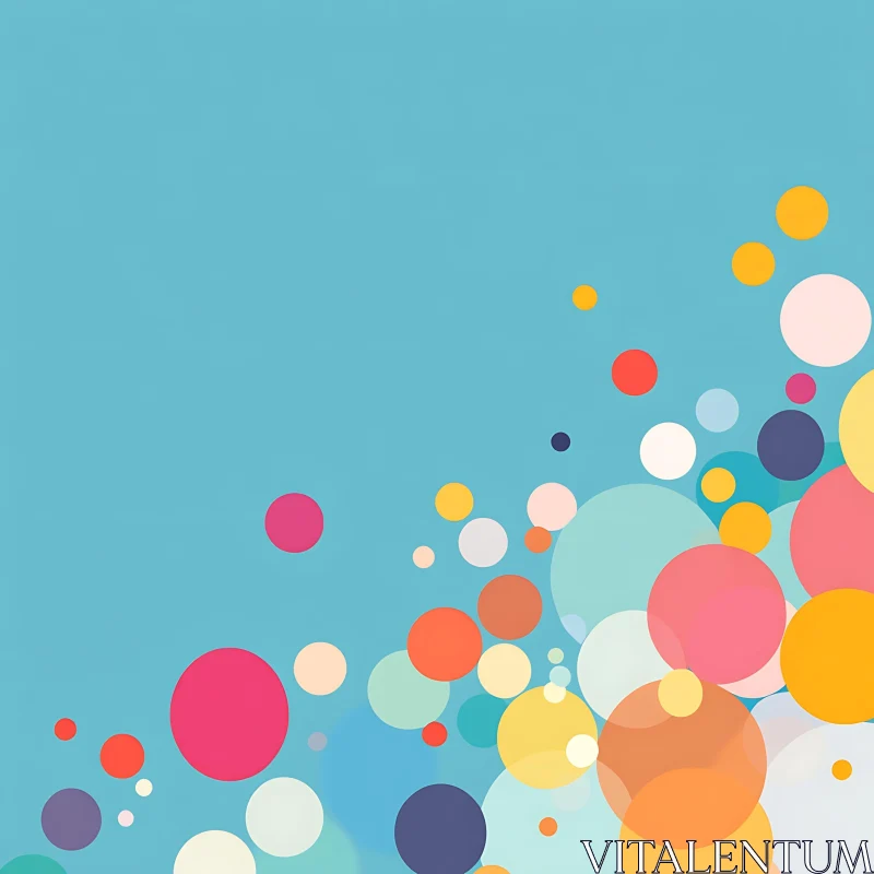 AI ART Colorful Circular Shapes on Blue Background