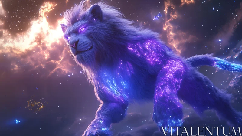 Glowing Lion Fantasy Art AI Image