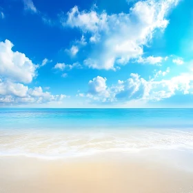 Tranquil Beach Scene with Blue Sky