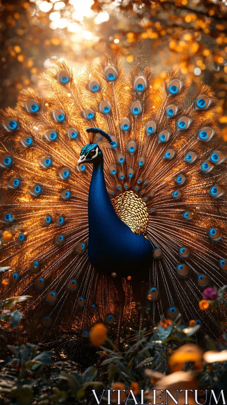 AI ART Majestic Peacock with Open Feather Tail
