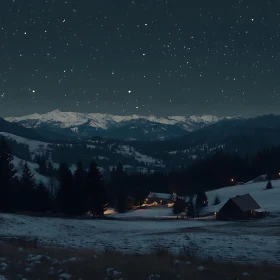 Starry Night Over Snowy Mountains