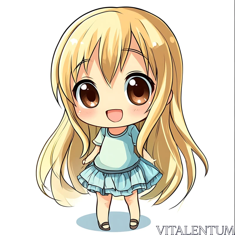 Cute Chibi Anime Girl Illustration AI Image