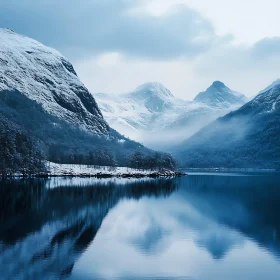 Winter Mountain Lake Reflection