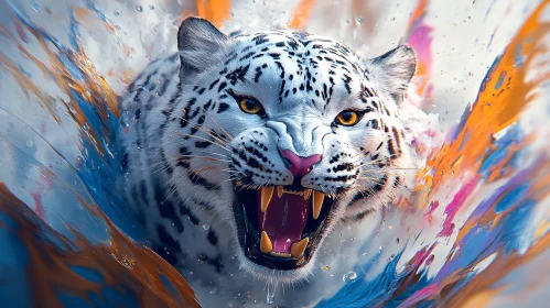 Albino Tiger with Paint Splatter Effect