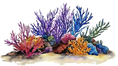 Vibrant Sea Life Coral Reef Illustration