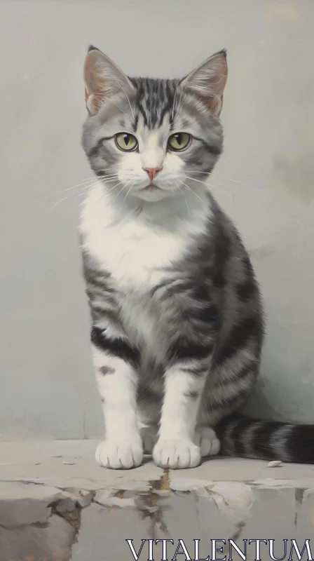 AI ART Tabby Cat with Striking Green Eyes in Realistic Portrait