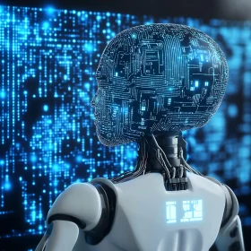 Advanced AI Robot with Glowing Circuits
