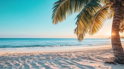 Idyllic Beach Scene with Palm Tree