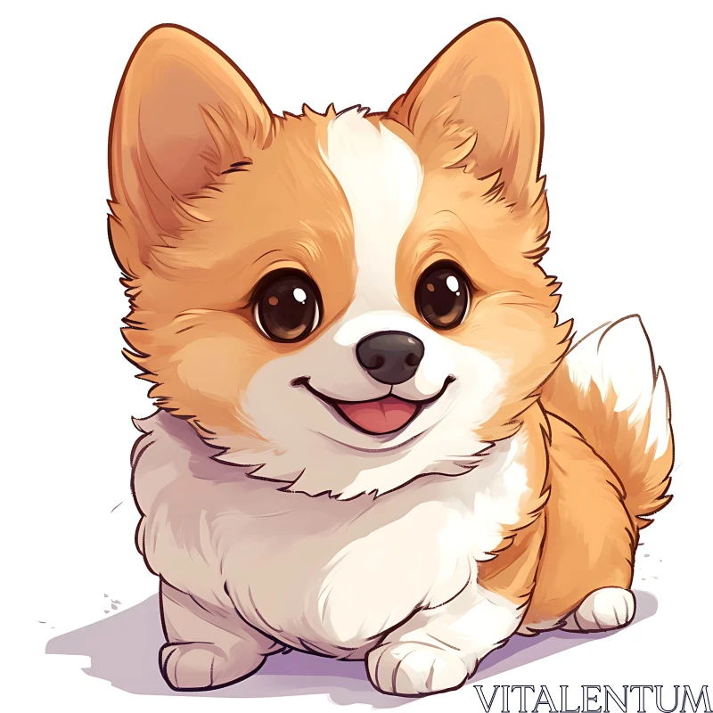 Cute Corgi Illustration AI Image