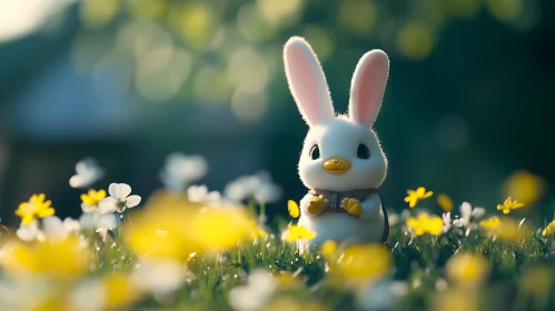 Cute Rabbit with Flowers